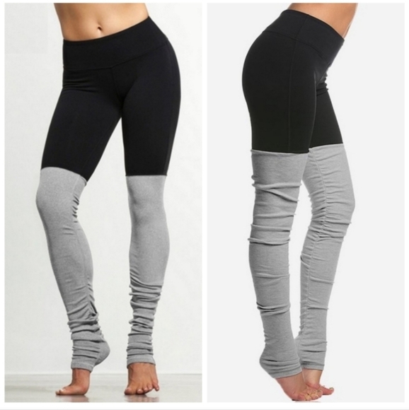 Namastetics Ballet Wrap Leggings Black Gray Size L High Rise Scrunch Yoga Dance - Picture 1 of 9